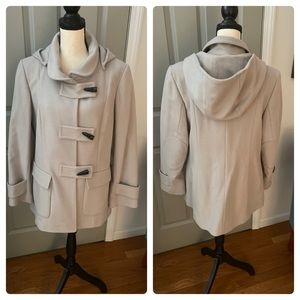 Jonathan Michael Hooded Duffle Coat Lambs Wool Blend Size 12 Gray Horn Toggle